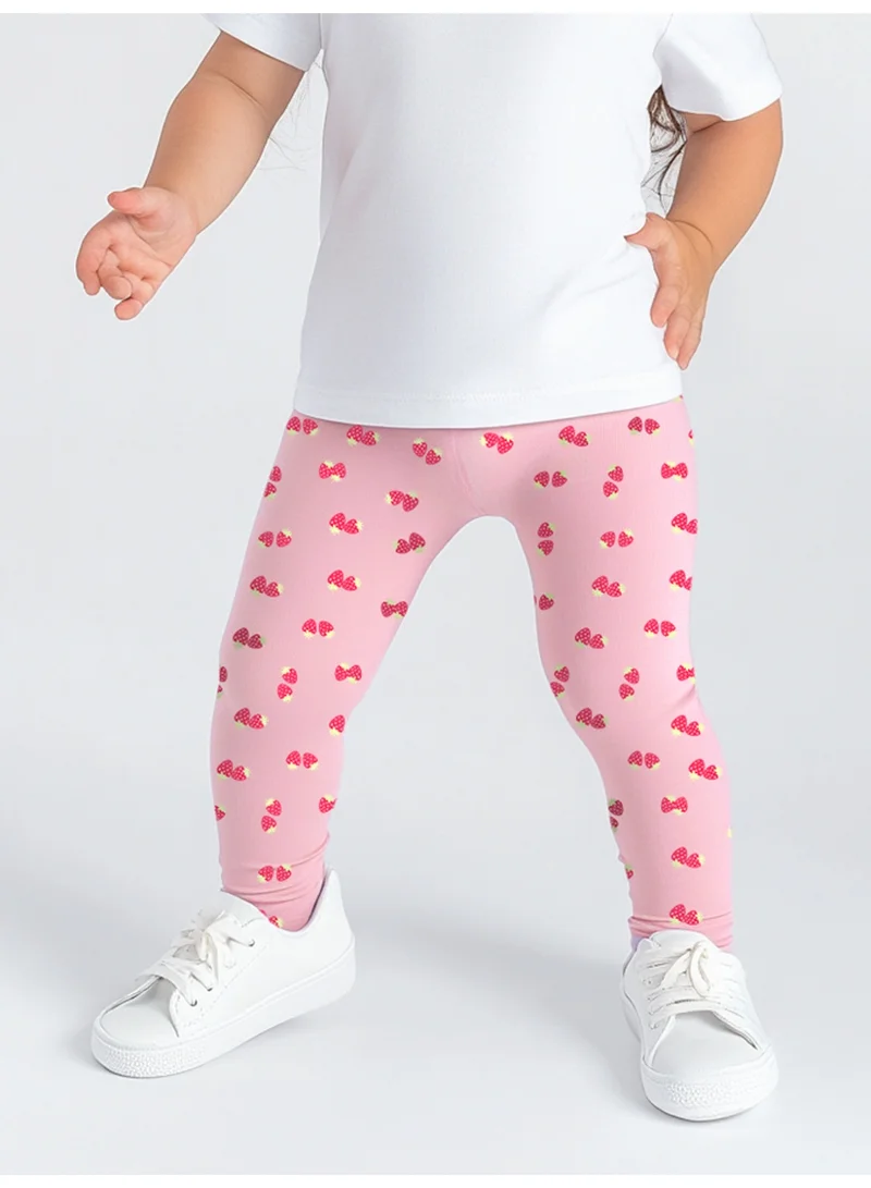 Nautinati's Girls' Cotton All-over Strawberry Print Leggings